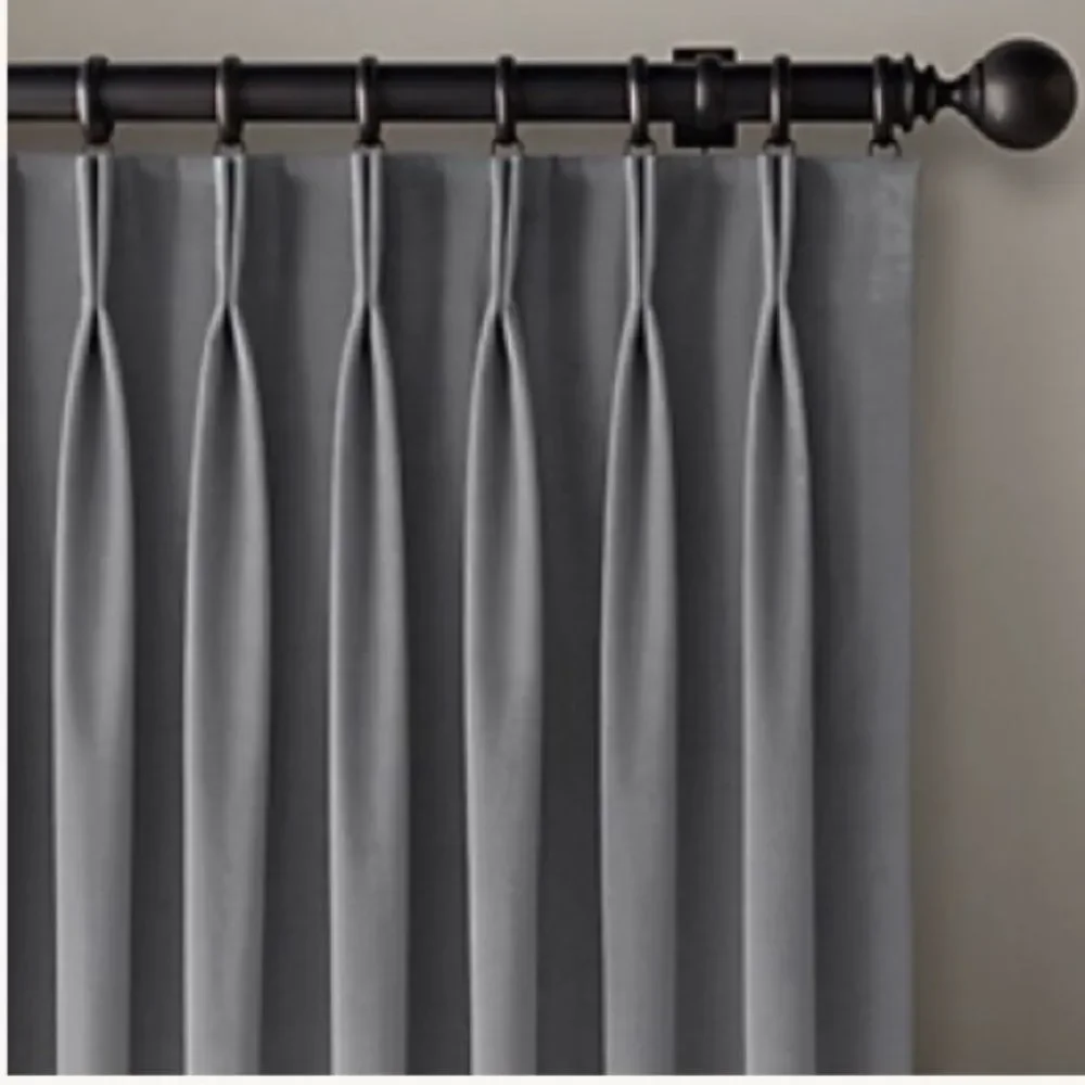 RH Restoration Hardware Vintage Velvet French Pleat Drapes Grey 46x108